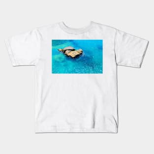 View from Ischia at a rock coming out of the Tyrrhenian Sea Kids T-Shirt